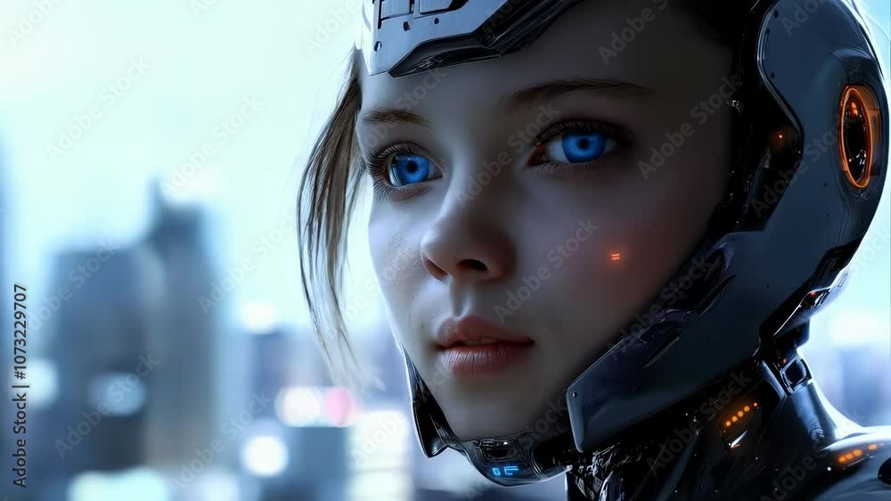 Beautiful woman cyborg with a half-robot face and intricate wiring and circuitry on her skin. Cyberpunk, android robot bionic. Female artificial intelligence. Science fiction. Beautiful woman cyborg with a half-robot face and intricate wiring and circuitry on her skin. Cyberpunk, android robot bionic. Female artificial intelligence. Science fiction.