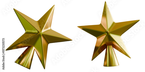 Gold Stars Tree Topper isolated on white background