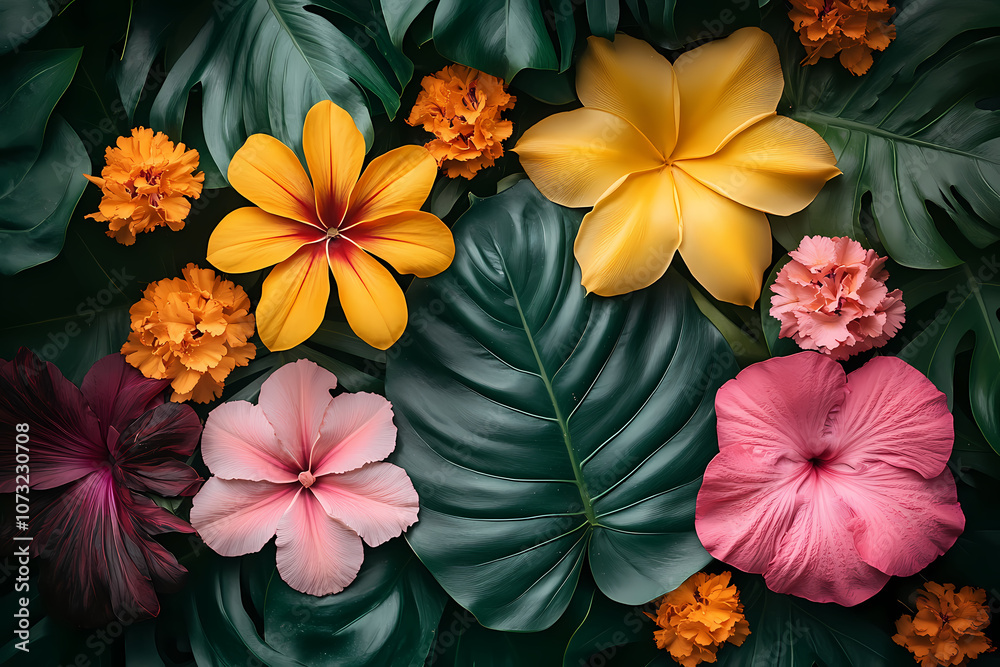 custom made wallpaper toronto digitalTop view of plants with different kinds of leaves and flowers