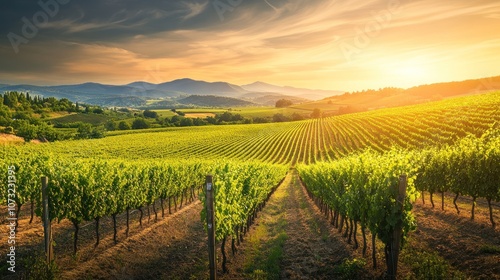 Wallpaper Mural Sunset Vineyard Torontodigital.ca