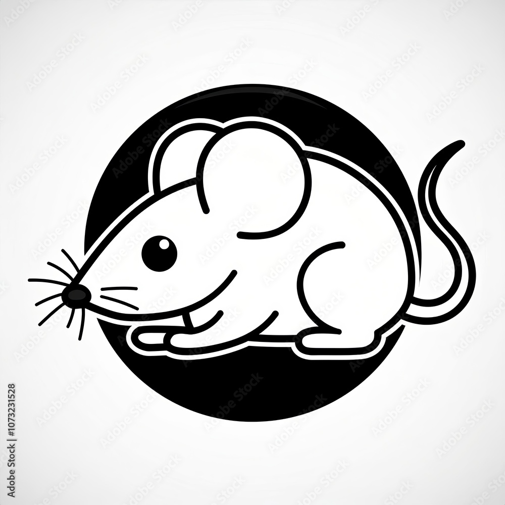Cartoon mouse is sitting on a circle. Coloring page. Cartoon mouse is sitting on a circle. Coloring page.