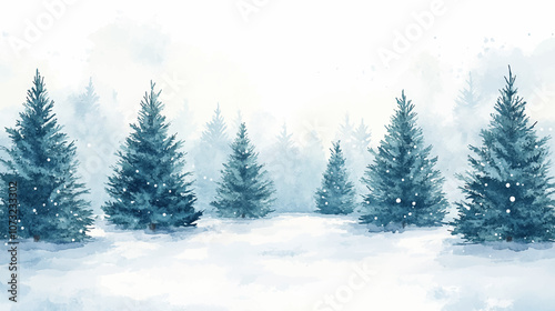Winter background vector. Hand painted watercolor and gold brush texture, Mountain with snow, pine forest hand drawing. Design for wallpaper, wall arts, cover, wedding and invite card.