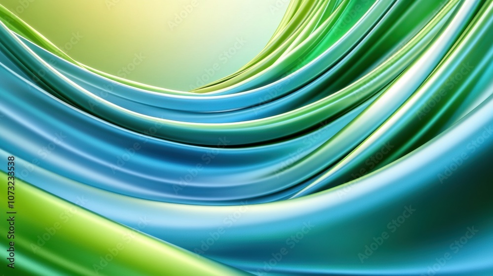 Flowing green and blue abstract waves create a sense of movement and tranquility, AI Flowing green and blue abstract waves create a sense of movement and tranquility, AI