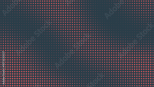 Red Circular Halftone Pattern Blurred Motion Effect Texture Vector Abstract Background. Ultra Modern Minimalistic Brutalism Style Half Tone Graphic. Retro Futuristic Sci-Fi Technology Art Illustration