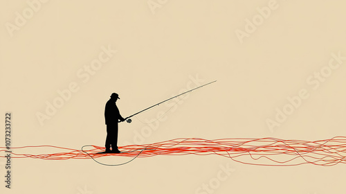 A minimalist banner illustrating the challenge of obtaining a fishing license in Germany.