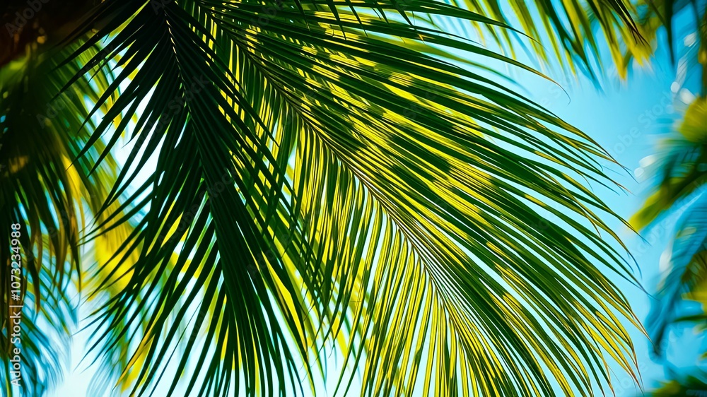 Palm Fronds Silhouetted Against a Vibrant Sky, Capturing the Essence of Tropical Serenity Palm Fronds Silhouetted Against a Vibrant Sky, Capturing the Essence of Tropical Serenity