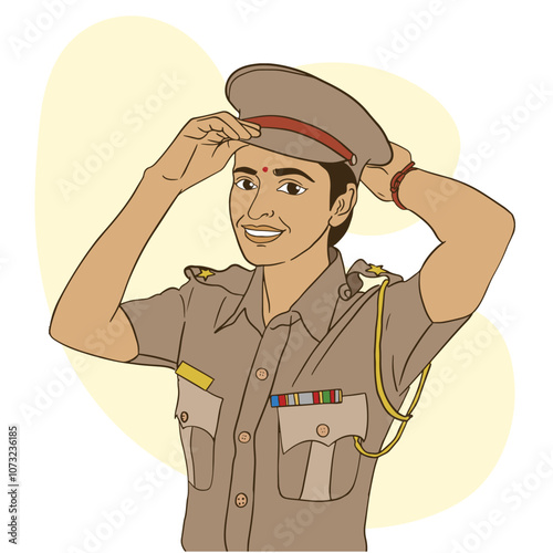 Indian women police officer, posing for camera, smiling, wearing cap, Women empowerment