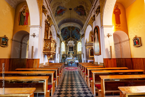 Interior of the Sanctuary of the Blessed Virgin Mary in Skarżyce. Kraków-Częstochowa Upland, Poland