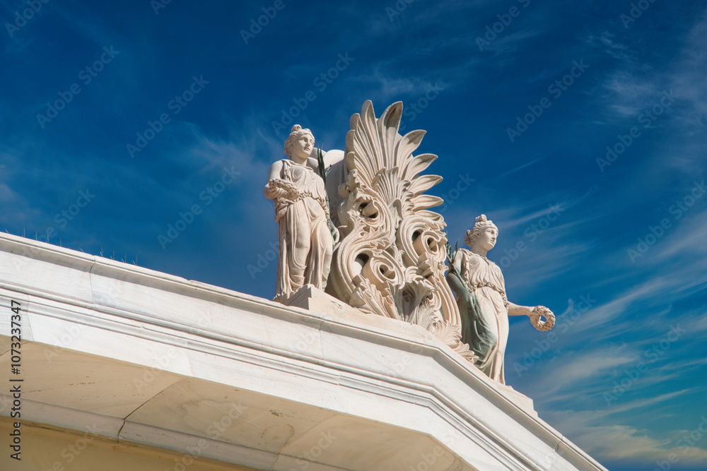Obraz premium Sculptural Details of Zappeion Hall Roof in Athens, Greece
