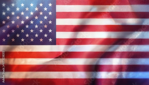 Vibrant Waving American Flag with Sunlight and Fabric Texture. USA Patriotic Symbol for Celebrations, National Events, Memorials, or Independence Day Themed Designs