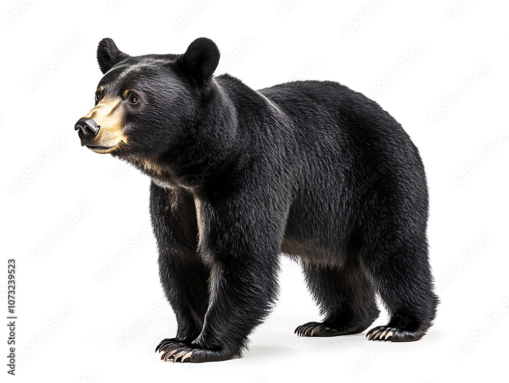 Fototapeta premium Black bear standing on a white background