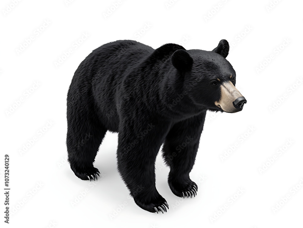 Fototapeta premium Black bear standing on a white background