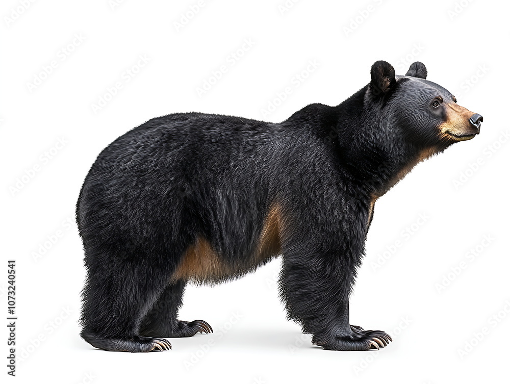Fototapeta premium Black bear standing on a white background
