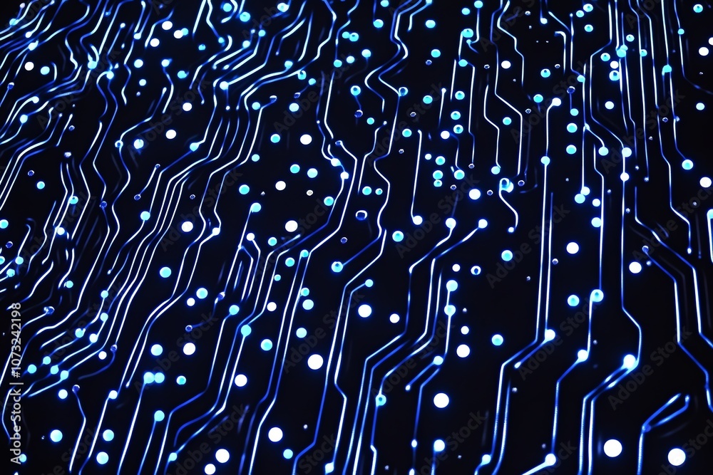 Neon blue and white circuit patterns on a black background. Neon blue and white circuit patterns on a black background.