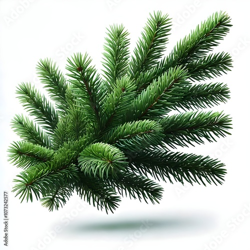 Realistic Evergreen Pine Branch Close-Up – Lush Green Needles for Christmas, Winter, and Holiday Decor Backgrounds, Perfect for Seasonal Design Elements