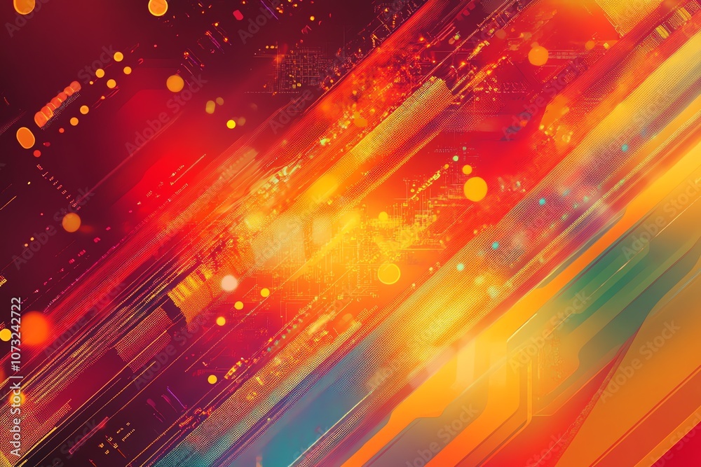 Abstract tech design with radiant circuit highlights.