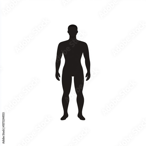 Man icon, flat design, male figure standing, full body, black silhouette of a man.