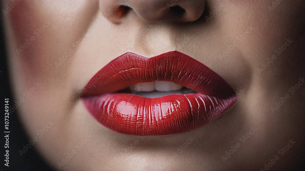 Close-up of perfect lips with elegant makeup and glowing skin Close-up of perfect lips with elegant makeup and glowing skin