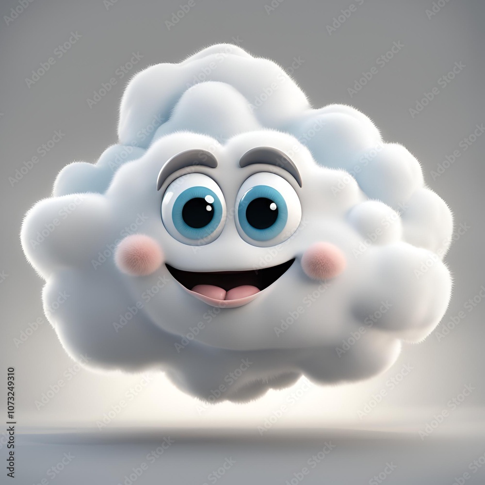 A white cloud with a child's face smiling on a light background A white cloud with a child's face smiling on a light background