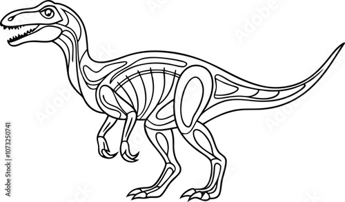 Single one line drawing dinosaur concept. Continuous line draw design graphic vector transparent with PNG