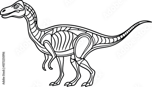 Single one line drawing dinosaur concept. Continuous line draw design graphic vector transparent with PNG