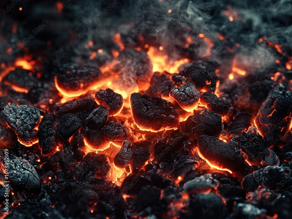 Close-Up of Glowing Embers and Flames Close-Up of Glowing Embers and Flames