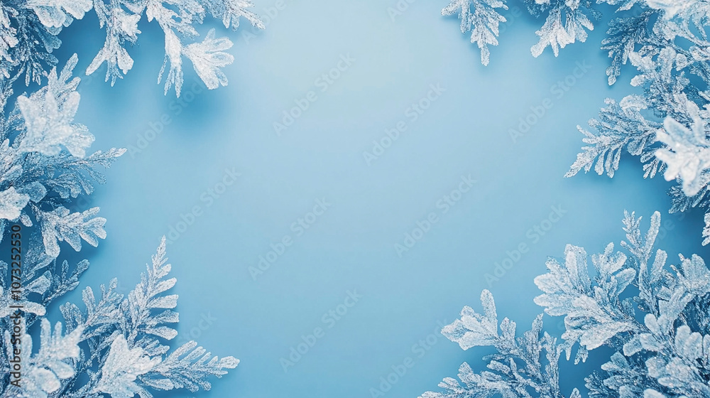 Icy Border with Blank Blue Space, Perfect for Holiday Text Icy Border with Blank Blue Space, Perfect for Holiday Text