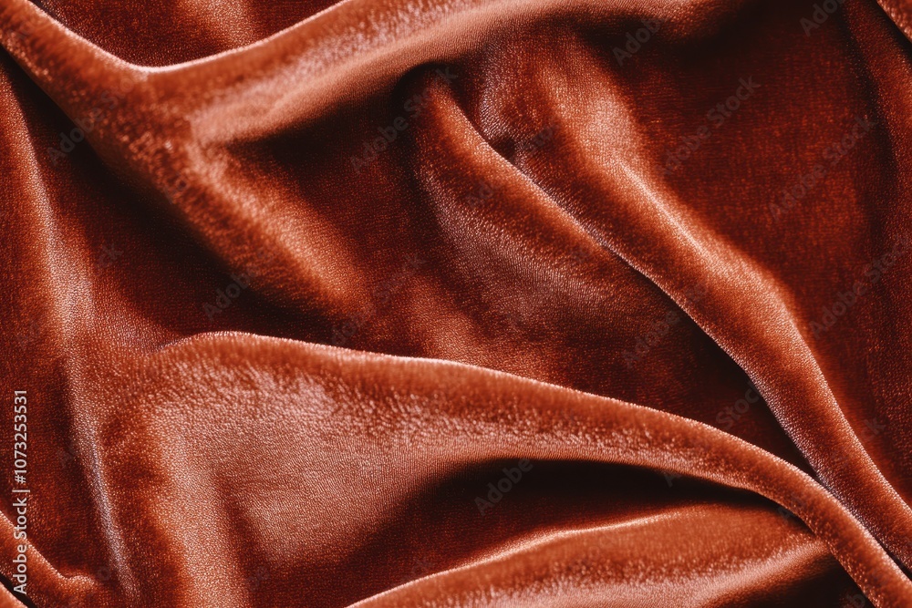 Close-up of luxurious silky velvet fabric in rich brown tones Close-up of luxurious silky velvet fabric in rich brown tones