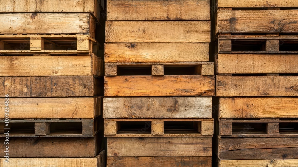 Pallets stacked in an organized warehouse, efficient inventory layout, supply planning concept Pallets stacked in an organized warehouse, efficient inventory layout, supply planning concept