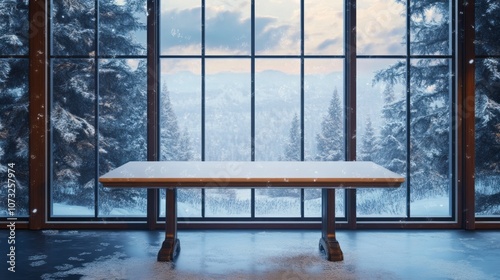 Snow-Covered Table with Win...
