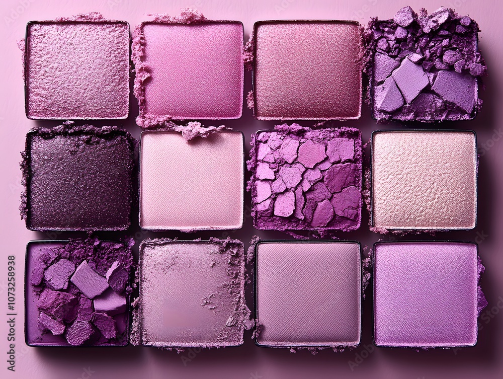 Fototapeta premium Vibrant Purple Eye Shadow Palette Display
