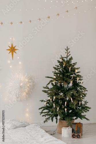 christmas tree with snow