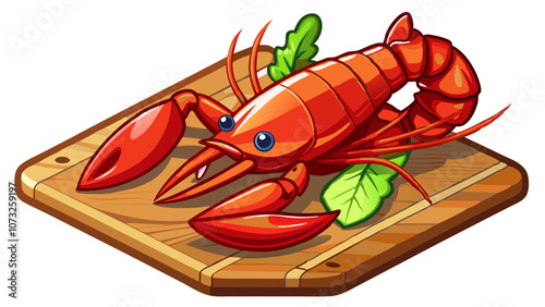 illustration of lobster on a cutting board, lobster vector illustration