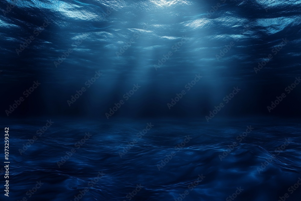 Blue ocean depths from underwater perspective. Blue ocean depths from underwater perspective.