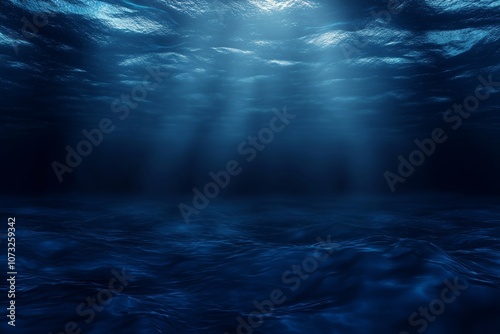 Blue ocean depths from underwater perspective.