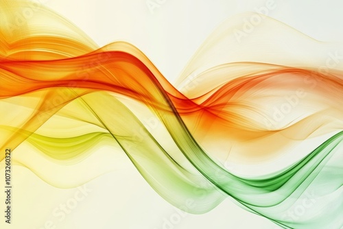 Color, wavy lines on a monochromatic background.