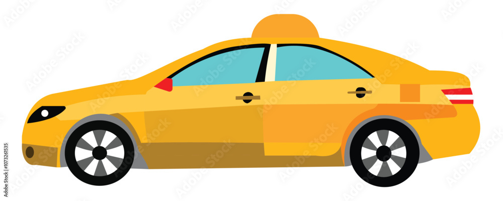 Yellow Taxi cab vehicle side view vector icon illustration. Yellow Taxi cab vehicle side view vector icon illustration.