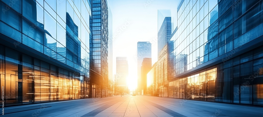 Modern City Center Architecture Glass Skyscrapers at Sunset in a Vibrant Urban Landscape Modern City Center Architecture Glass Skyscrapers at Sunset in a Vibrant Urban Landscape