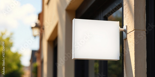 Blank board restaurant shop sign or menu boards near the entrance to restaurant. Cafe menu on the street. Whiteboard sign mockup in front of a restaurant photo