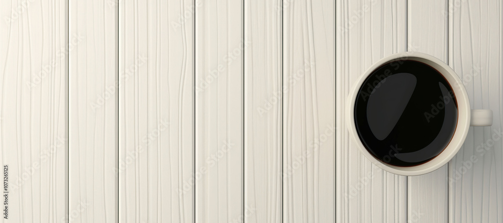 a cup of hot black coffee on a white wooden background 1 