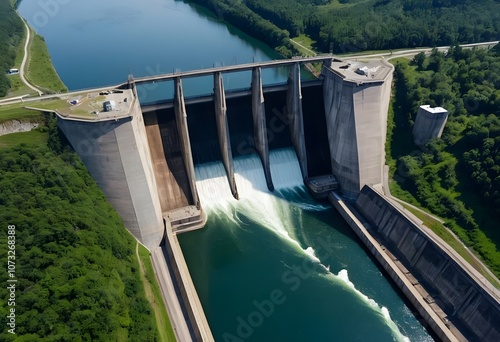 Hydroelectric dam on a river.