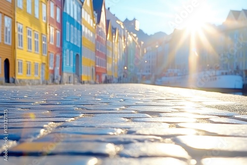 Bright Bryggen Wharf in Bergen, Norway, Shines With Colorful History by the Harbor photo