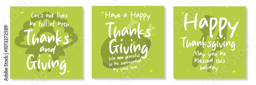 Creative Happy thanksgiving greeting with plants, food, and green background set for poster, invitation, card, flyer, cover, banner, social media, sale. Harvest vector illustration, Autumn fall season