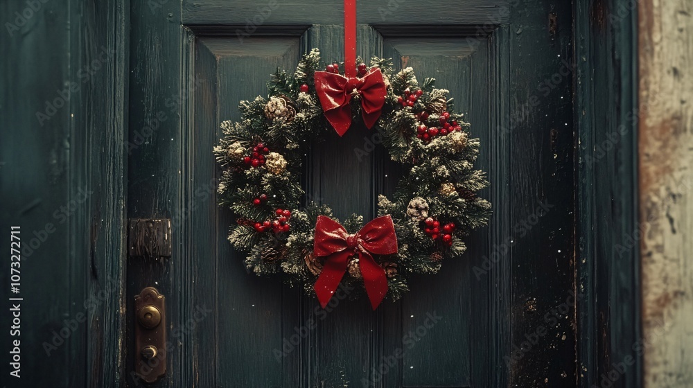 A festive wreath hanging on a door for St. Nicholas Day, illustrating traditional holiday decorations. Concept of holiday wreaths
A festive wreath hanging on a door for St. Nicholas Day, illustrating traditional holiday decorations. Concept of holiday wreaths