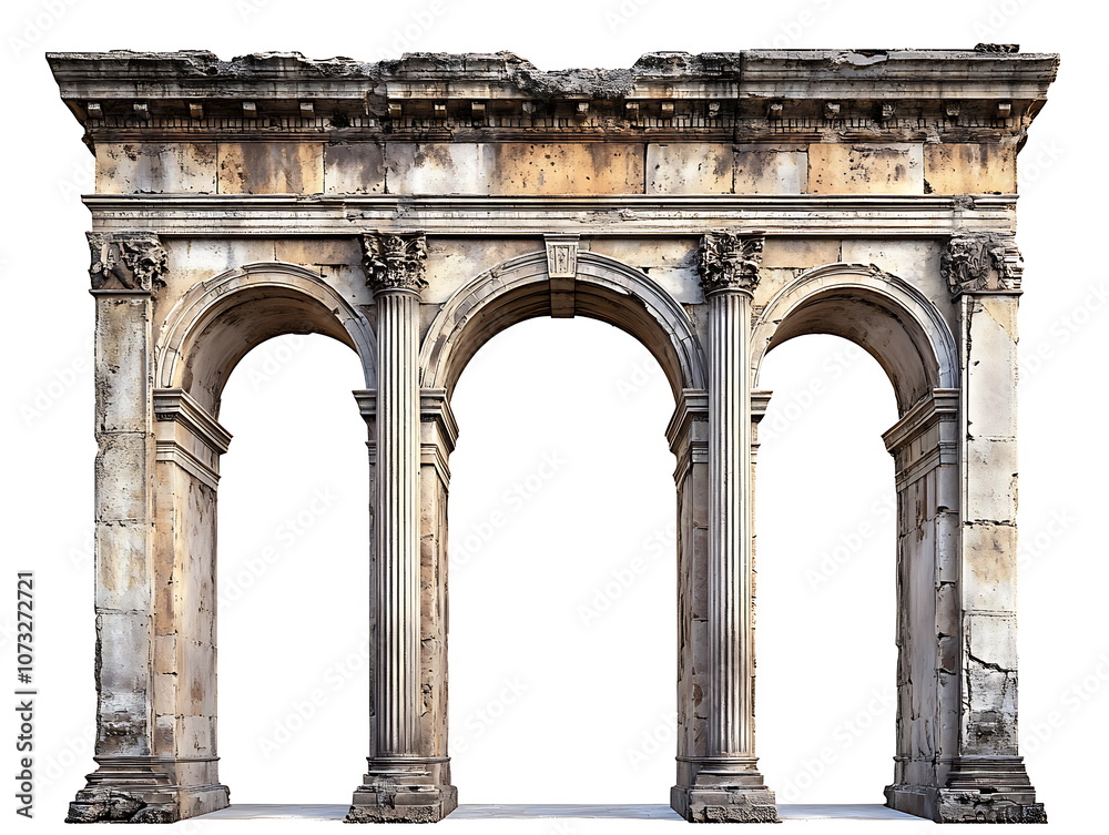 Obraz premium Ancient Roman architectural ruins isolated
