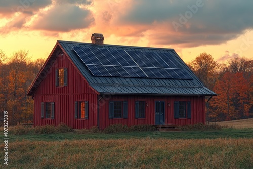 Solar panels on farms. Generative AI