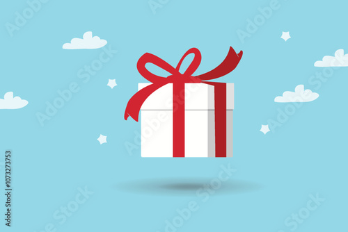 Gift reward program, bonus or surprise present for customer, employee reward or lucky prize, birthday gift box or festive incentive vector illustration design background