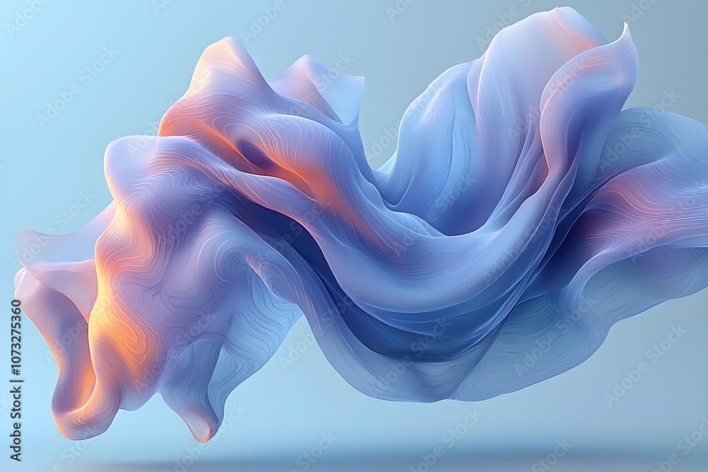Obraz premium A mesmerizing abstract wave, featuring fluid shapes in soft blue and pastel hues, creating a dreamy and ethereal atmosphere with flowing, delicate forms.