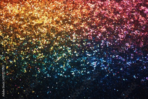 A colorful, glittery rainbow pattern