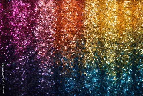 A colorful, glittery rainbow pattern